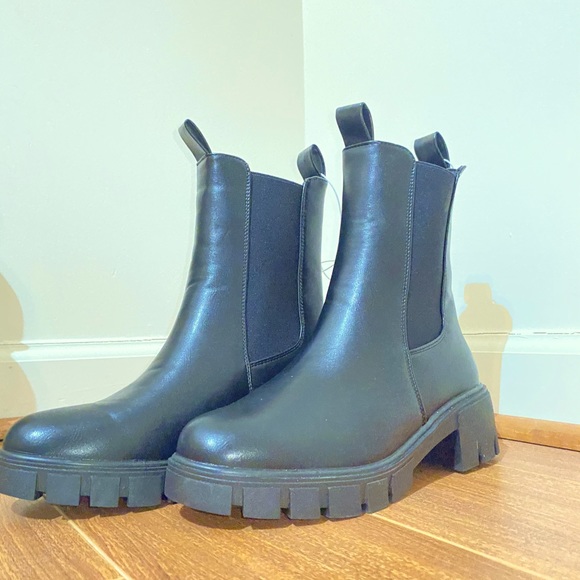 Sz. 7.5 BLACK PULL TAB COMBAT BOOT - Picture 5 of 5